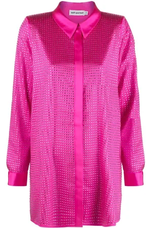 Self-Portrait Rhinestone-embellished long-sleeved shirt