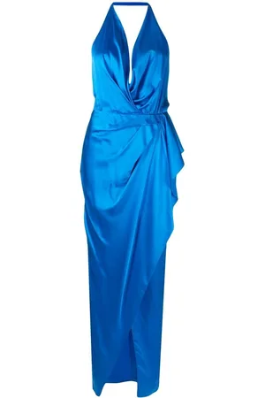 Michelle Mason Satin backless halterneck gown