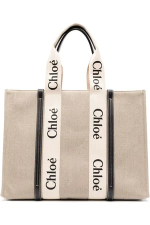 Chloé Large Woody linen tote bag