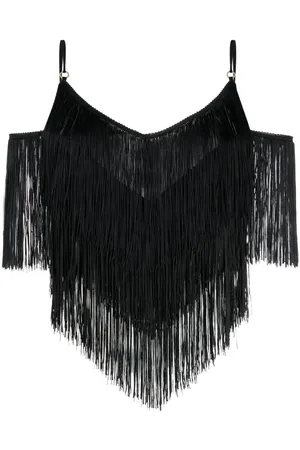 Pinko Fringe-detail drop-shoulder top