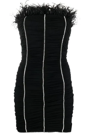 Patrizia Pepe Crystal-embellished feather-detail dress