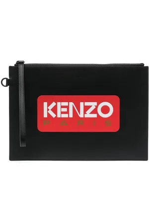 Kenzo Logo leather clutch bag