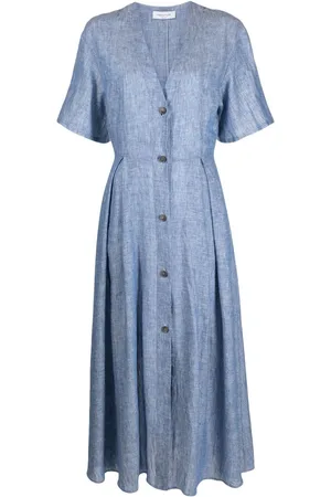 Fabiana Filippi V-neck chambray linen midi dress