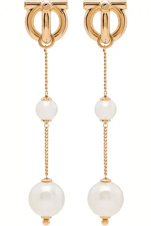 Salvatore Ferragamo Gancini pearl-embellished drop earrings