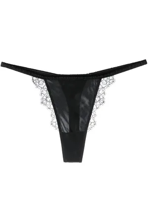 MAISON CLOSE Lace-trim satin thong