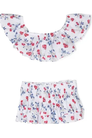 MONNALISA Cherry-print ruffled bikini set