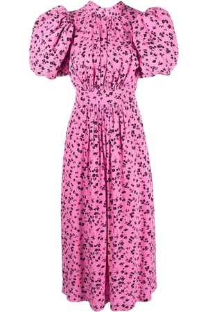 ROTATE Jacquard puff-sleeve midi dress