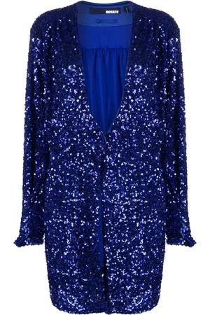 ROTATE Sequin-embellished V-neck wrap dress