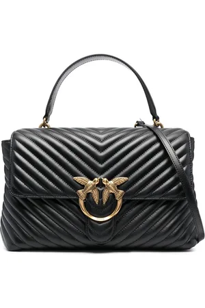 Pinko Love-birds logo chevron-quilted bag