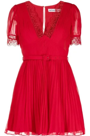 Self-Portrait Lace-trim A-line minidress