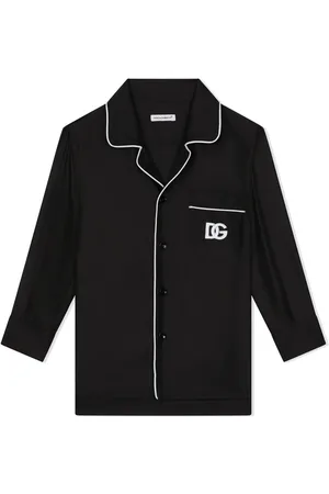 Dolce & Gabbana Logo-embroidered silk pajama shirt