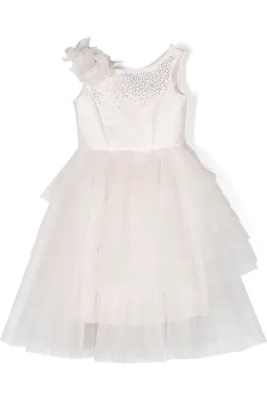 MONNALISA Crystal-embellished tulle dress