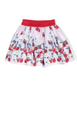 MONNALISA Cherry-print logo-waistband skirt