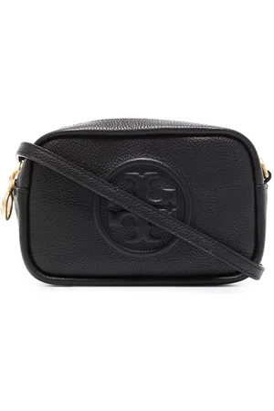 Tory Burch Mcgraw Raffia Camera Bag in Black /Natural