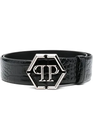 Philipp Plein Hexagon logo-buckle leather belt
