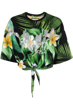 Philipp Plein Floral-print cropped T-shirt