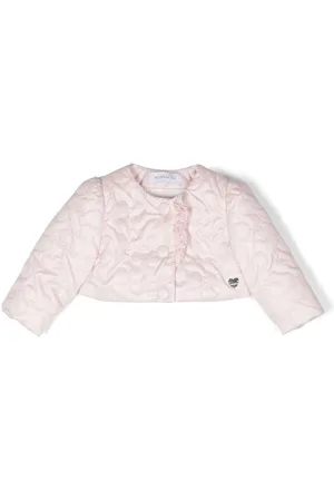 MONNALISA Ruffle-detail quilted cropped jacket