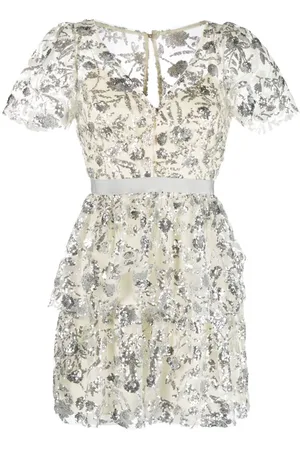 Self-Portrait Sequined tiered minidress