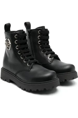 Philipp Plein Hexagon logo leather boots