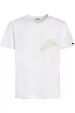 Etro Men Embroidered T-shirts - Logo-embroidered cotton T-shirt