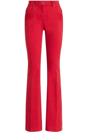 DTT high waist wide leg jeans in red