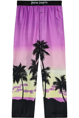 velvet-effect side-stripe track pants in purple - Palm Angels