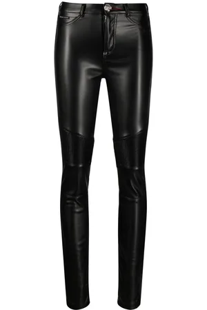 Philipp Plein Ribbed-knee high-waist leggings
