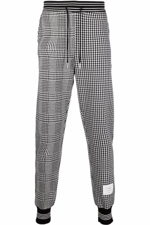 Thom Browne Straight-leg Checked Cotton-blend Crepe Trousers in Blue for  Men | Lyst