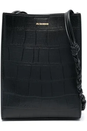 Jil Sander Embossed-logo croco shoulder bag