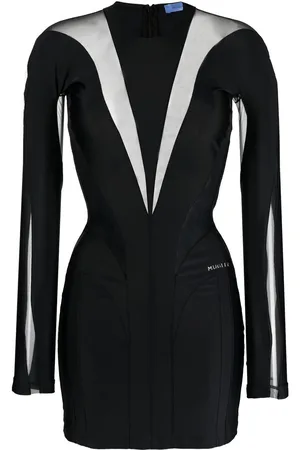 MUGLER Sheer-panel mini dress