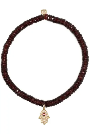 Sydney Evan 14kt yellow gold garnet beaded bracelet
