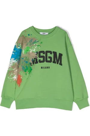 Msgm Paint-splatter logo-print sweatshirt