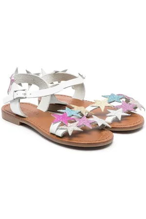 MONNALISA Leather star-patch design sandals