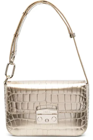 Furla Crocodile-embossed leather shoulder bag
