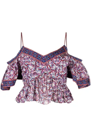 Isabel Marant Cold-shoulder floral-print blouse