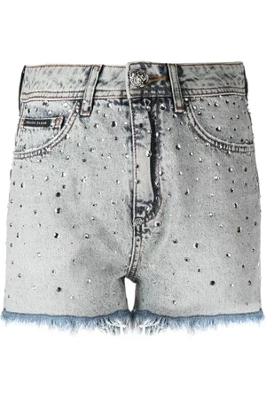 Philipp Plein Logo-patch crystal-embellished shorts
