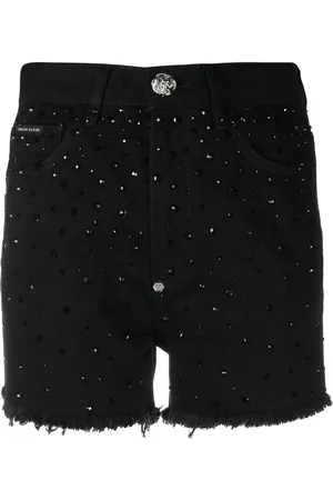 Philipp Plein Logo-patch crystal-embellished shorts