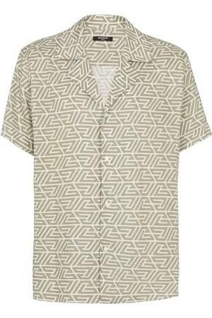 Balmain Macro Monogram Short Sleeve Pajama Shirt