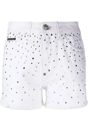 Philipp Plein Logo-patch crystal-embellished shorts