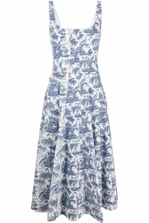 Staud Botanical-print square-neck dress