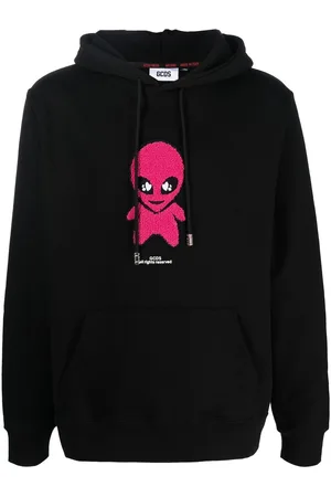 GCDS Cotton alien-patch drawstring hoodie