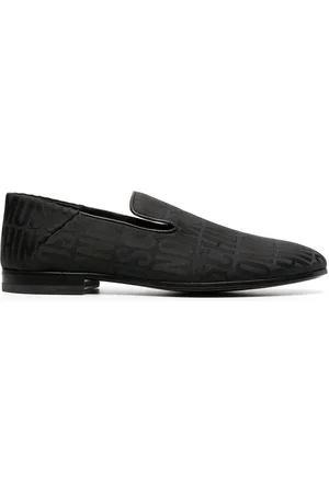 Moschino monogram-jacquard penny loafers - Black