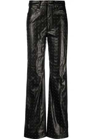 ROTATE Studded faux-leather trousers