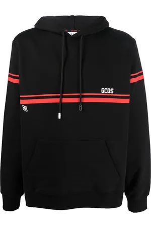 GCDS Stripe-detail cotton hoodie