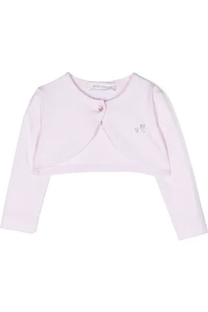 MONNALISA Rhinestone-logo cropped cardigan