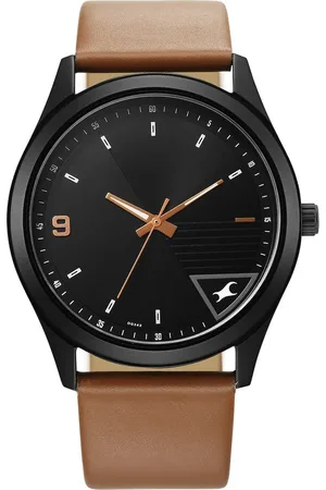 Fastrack Stunners Quartz Analog Dial Brown Leather Strap Watch For Guys