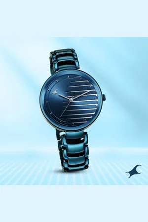 Fastrack Style Up Quartz Analog Blue Dial Metal Strap Watch for Girls