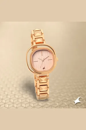 Fastrack Opulence Quartz Analog Rose Gold Dial Metal Strap Watch for Girls