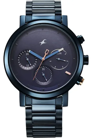 Fastrack Tick Tock Quartz Analog Blue Dial With Blue Stainless steel Strap Watch for Guys