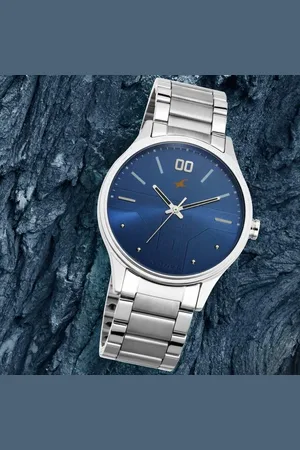 Fastrack Bare Basics Quartz Analog Blue Dial Stainless Steel Strap Watch for Guys
